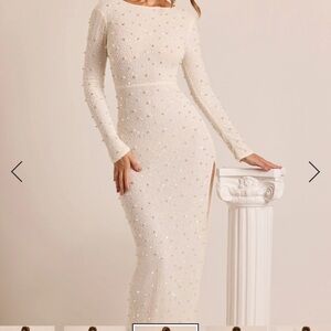 Elegant Cream Long Sleeve Dress